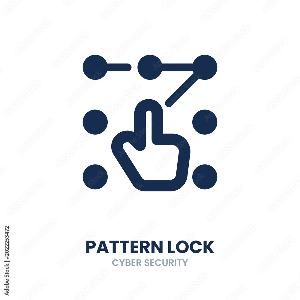Fototapeta premium Pattern lock icon. screen, lock, phone, security, protection, button, authentication, touchscreen, pin. Vector Icon Illustration