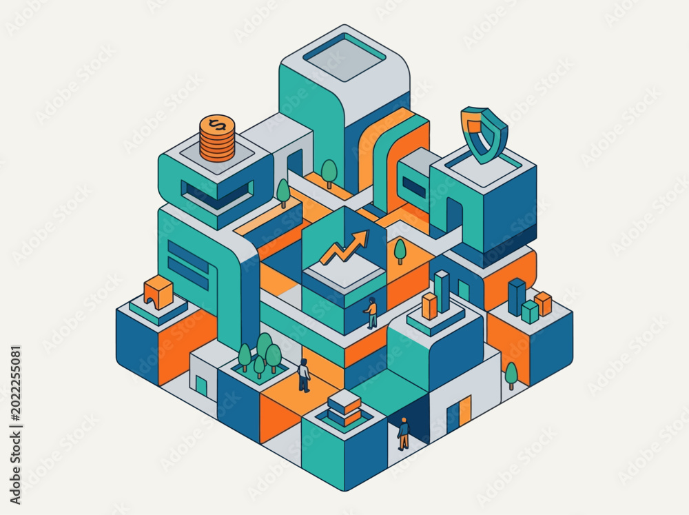 Fototapeta premium Isometric illustration of a modern office building.