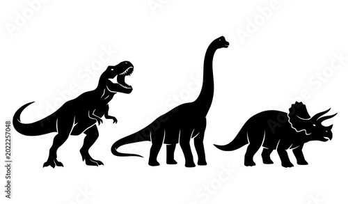 Fotografía Prehistoric Dinosaur Silhouette Icons Vector Collection for Museum and Theme Par