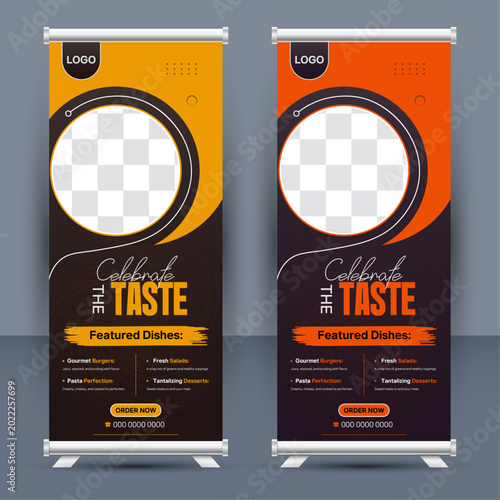 Professional Restaurant Roll Up Banner for Food Business Marketing