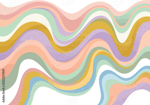 Abstract wavy lines background with retro pastel colors.