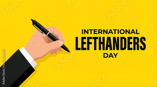international lefthanders day, left hand holding pen