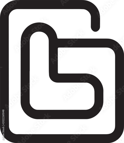 Black line icon of a square with a curved line inside on white background