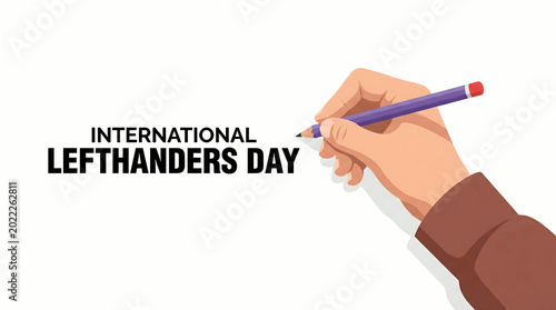 International Lefthanders Day, left hand holding pencil