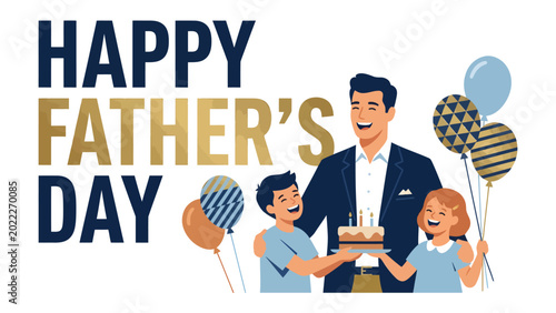 Photography Happy Father's Day: A heartfelt Father's Day scene features a father figure, beaming with happiness as he shares a special moment with his children