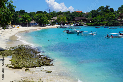 Mushroom Beach bay with many boats