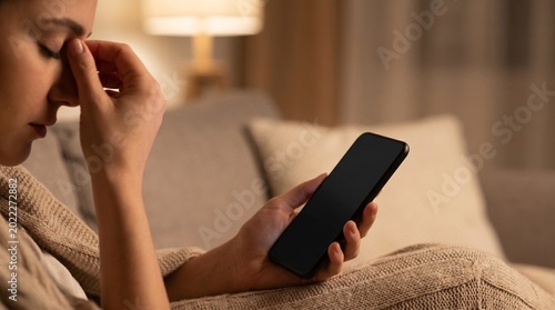 Late night smartphone use causing dry tired eyes