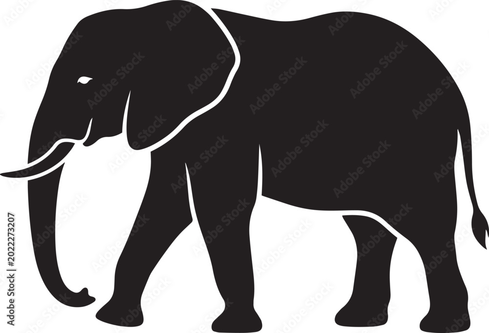 Fototapeta premium Elephant silhouette black animal wildlife vector icon