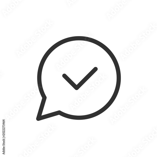 Canvastavla Speech bubble with checkmark, linear style icon