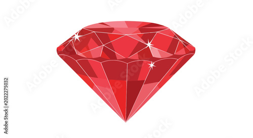 Fotografía Sparkling Red Ruby Gemstone, Precious Jewel, Luxury Diamond Cut, Isolated