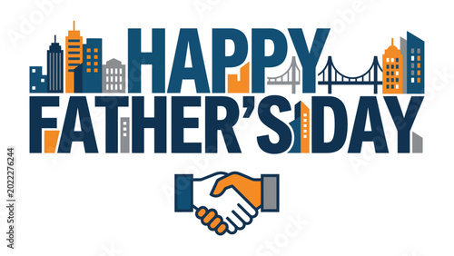 Canvas Print Father's Day City Greeting: A vibrant Father's Day greeting with a cityscape backdrop, conveying warmth and appreciation