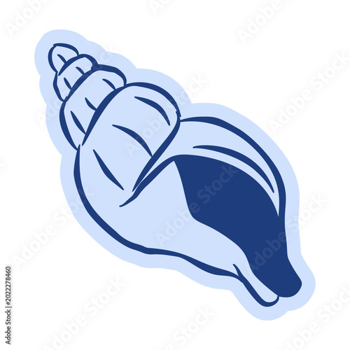 Принти на полотні Stylized whelk seashell in elegant Amalfi Coast and Mediterranean doodle style