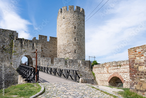 Fotografie Despot Stefan Tower, part of the Belgrade Fortress and Kalemegdan Park Complex overlooking the Sava River and River Danube, Belgrade, Serbia