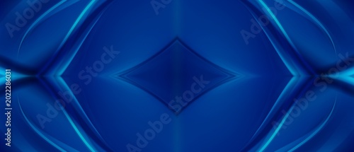 Canvastavla Abstract smooth gradient flowing waves of blue light with symmetrical patterns