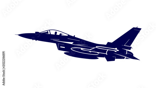 Fotografía F16 fighter jet silhouette vector, Modern supersonic military aircraft icon, Air