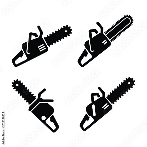 Four Chainsaw Silhouettes in Various Angles tool power tool