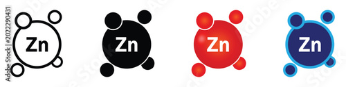 Bild auf Leinwand Zinc Zn chemical element icons with atomic model, essential health mineral concept