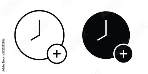 Extra hours icon pack in line art and flat design style