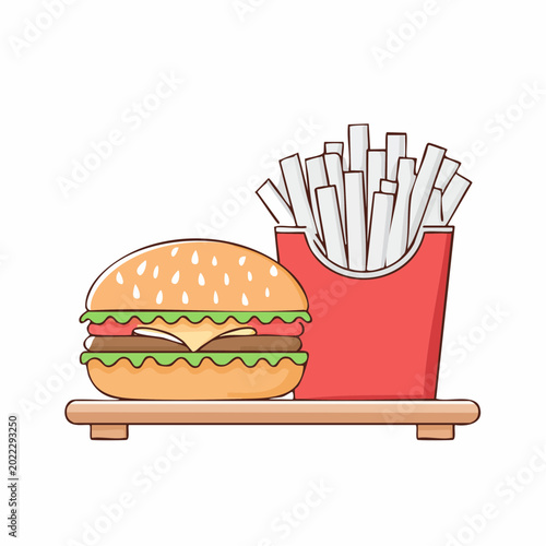 Burger and French Fries Illustration