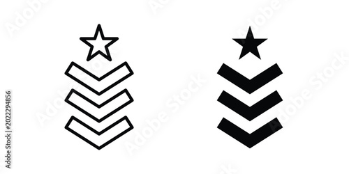 Obraz na plátně Military rank badge icon pack in line art and flat design style