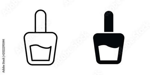 Nail polish icon pack in line art and flat design style