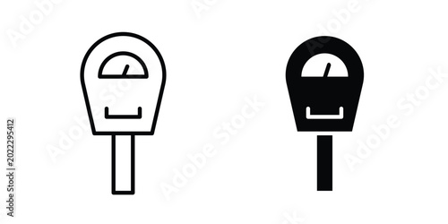 Foto Parking meter icon pack in line art and flat design style
