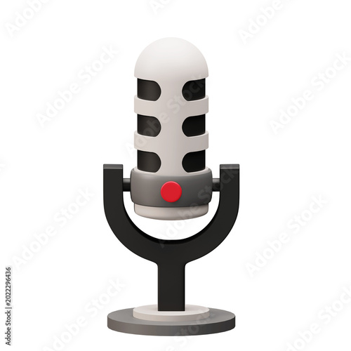 Microphone icon standing on a stand in minimal white and black style
