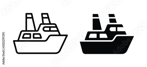 Photos Ferry Boat Icons: Simple Line Art and Solid Silhouette Vector Graphics for Marit