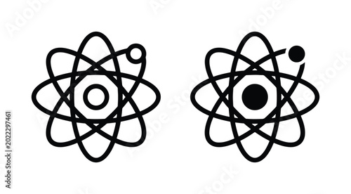Foto Atomic Structure Icons, Science Symbols, Nucleus and Orbit Illustration, Chemist