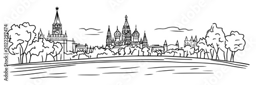 Quadro su tela moscow red square and saint basil's cathedral vector sketch