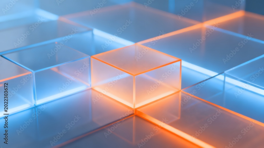 Obraz premium Glass cubes with glowing edges
