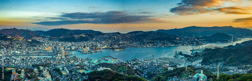 Naklejka premium Overlooking Nagasaki in the twilight.