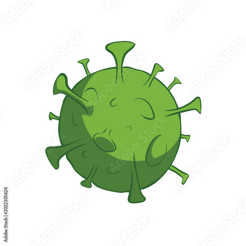 Cartoon Colored Hantavirus Particle with Surface Protein Pattern Illustration Isolated White Background