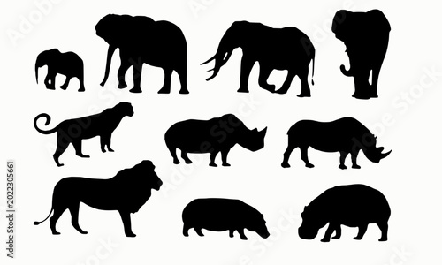 Canvas Print Wild Animal Silhouette Vector Set Collection