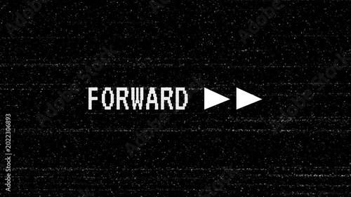 Forward vhs text with horizontal grainy scratch. 4K video animation with alpha channel