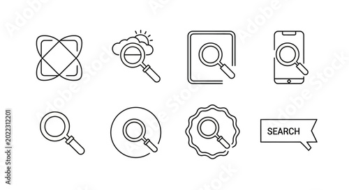 Minimalist Search and Magnifying Glass Icon Set