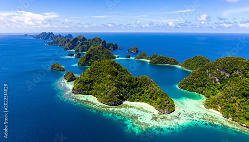 Aerial View of Tropical Archipelago and Coral Reefs