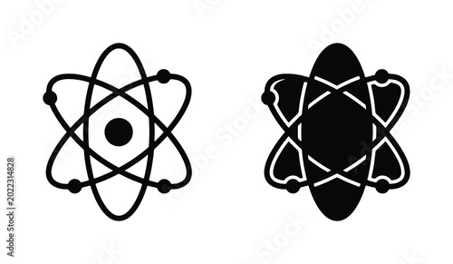 Foto Atomic Structure Icons, Scientific Symbol Vector Graphics, Nuclear Physics Illus