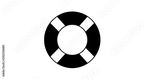 Bild auf Leinwand Life preserver ring silhouette on a white background