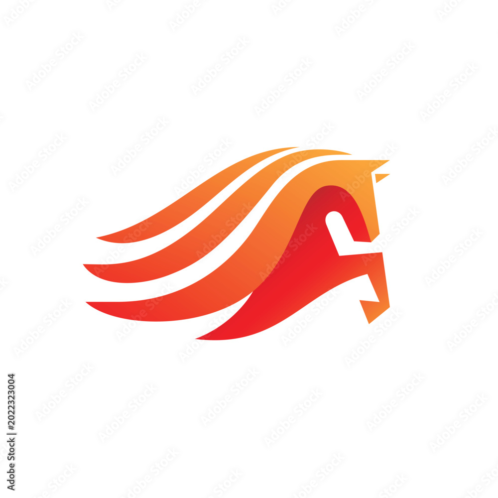 Obraz premium Horse Wing Fire Logo