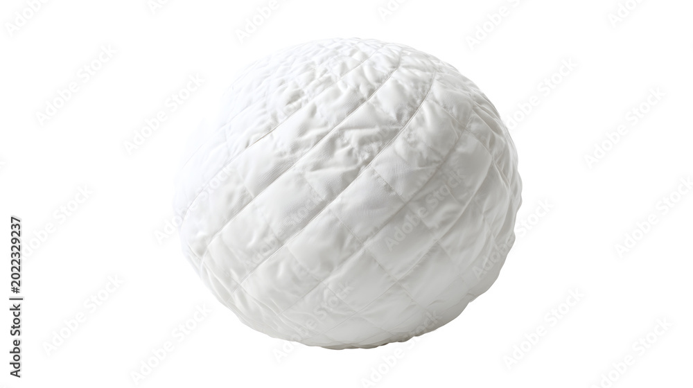 Fototapeta premium White Quilted Fabric Sphere with Padded Diamond Stitching Isolated on Transparent Background for Textile Design and Bedding Concepts