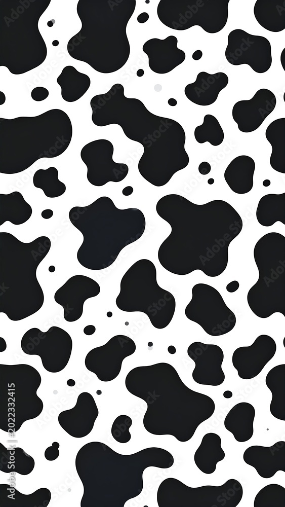 Fototapeta premium Black and white pattern resembling cowhide, organic shapes