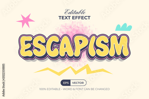 Foto Escapism Text Effect 3D Candy Retro Style. Editable Text Effect.