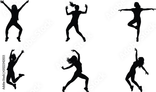 Photos Female Dance Silhouette Collection with Jumping Stretching and Modern Dance Pose