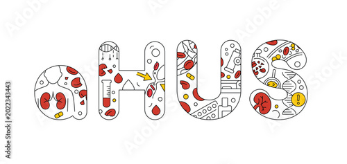 aHUS background. Medical education. Editable vector illustrations
