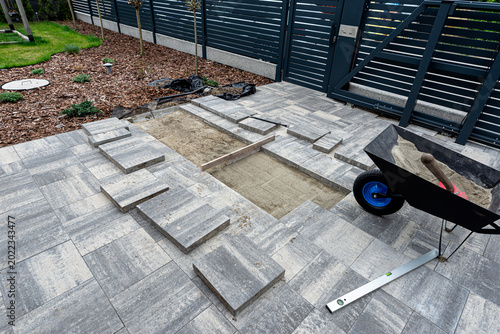 Paving slabs installation and patio renovation work