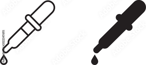 Obraz na płótnie Dropper, pipette icon collection representing liquid measurement, medicine dosing, and laboratory use suitable for healthcare platforms, research apps, and technical interfaces