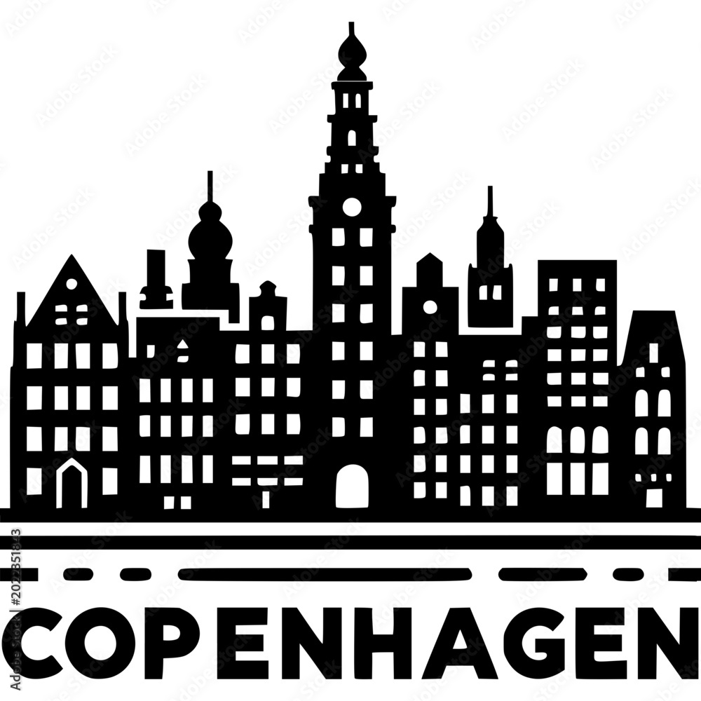 Obraz premium Copenhagen Skyline Icon Vector
