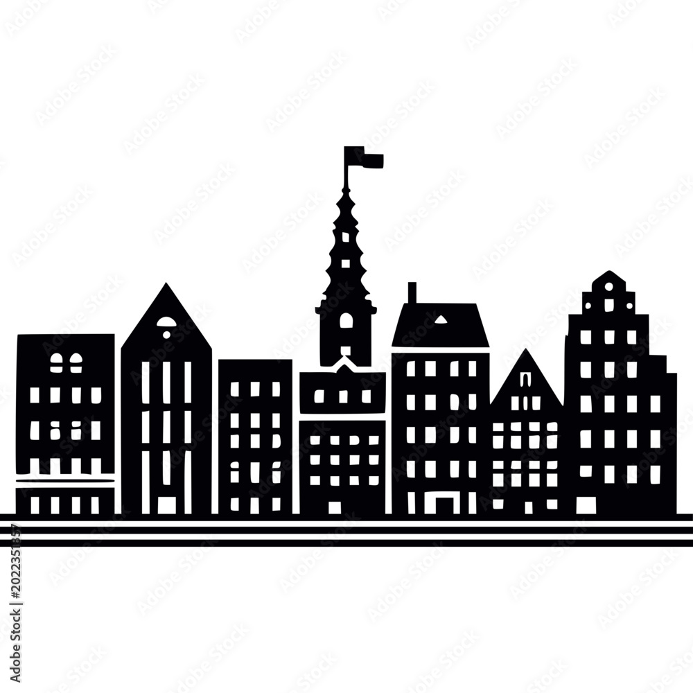 Obraz premium Copenhagen Skyline Icon Vector