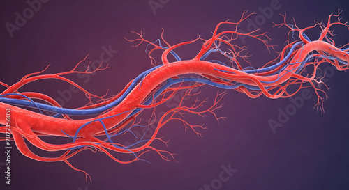 3D Human Blood Vessels Arteries and Veins Anatomy Close-Up